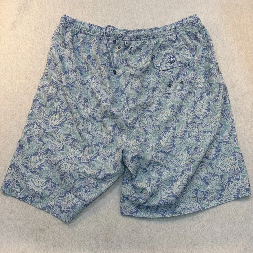 Peter Millar Men's 2XLT  Seaside Swim Trunks Monstera Magic Blue